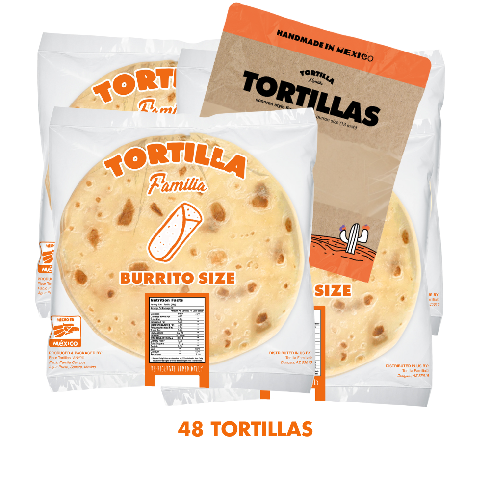 9 inch burrito size one dozen Tortilla Familia Hand Made Tortillas | Delivered Fresh To Your Door